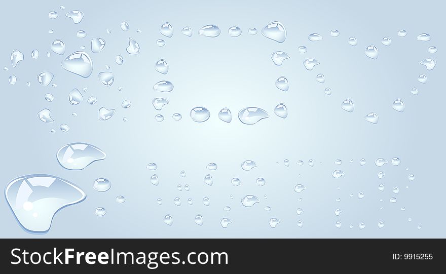The drops, pieces of water.