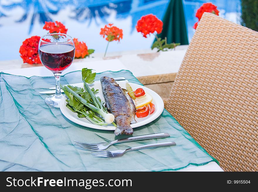 Breakfast served on the table. Breakfast served on the table