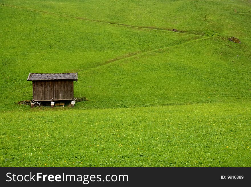 Old rural barn on Alps meadow. Old rural barn on Alps meadow