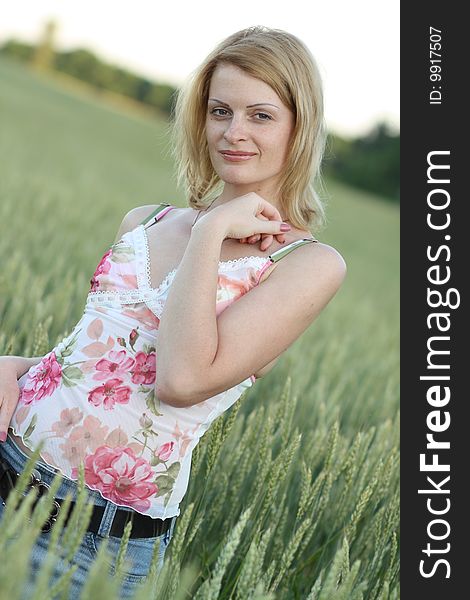 A Beauty woman on field