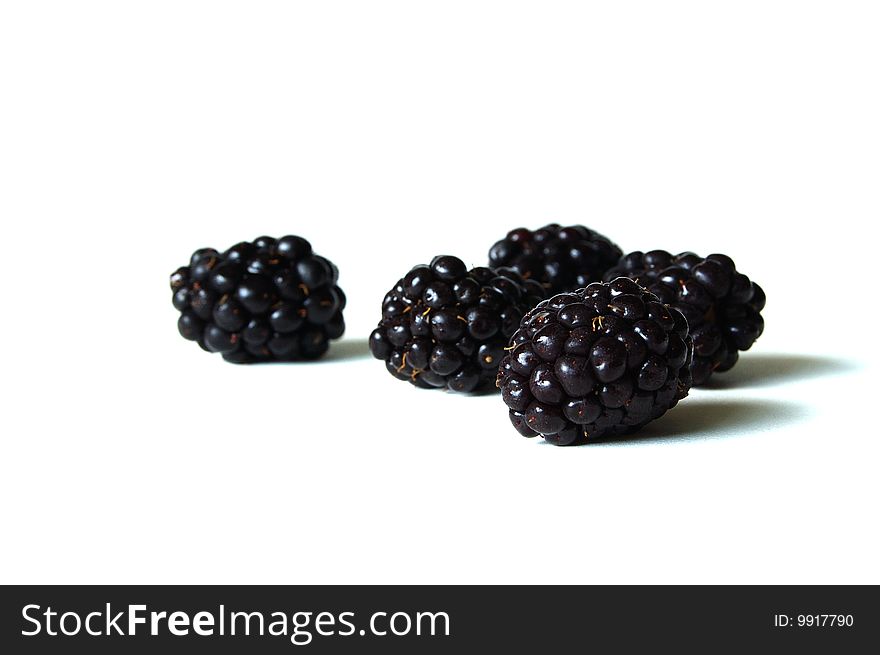 Blackberries on a white background.