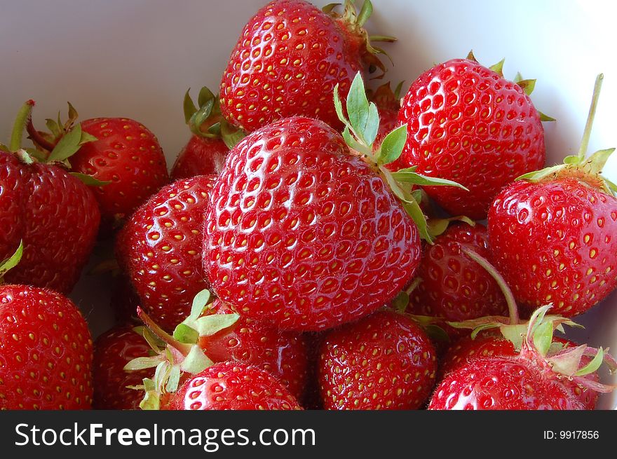 Strawberries in a white bowl