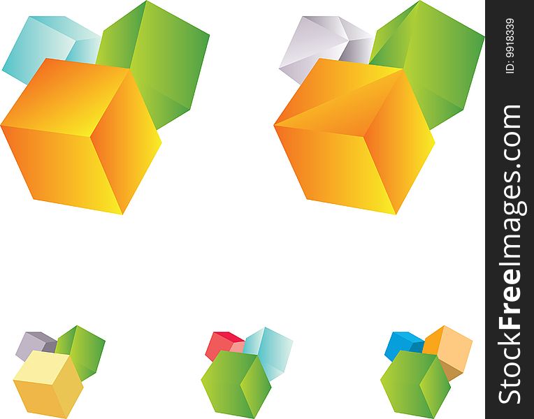 3d cubes set. only vector