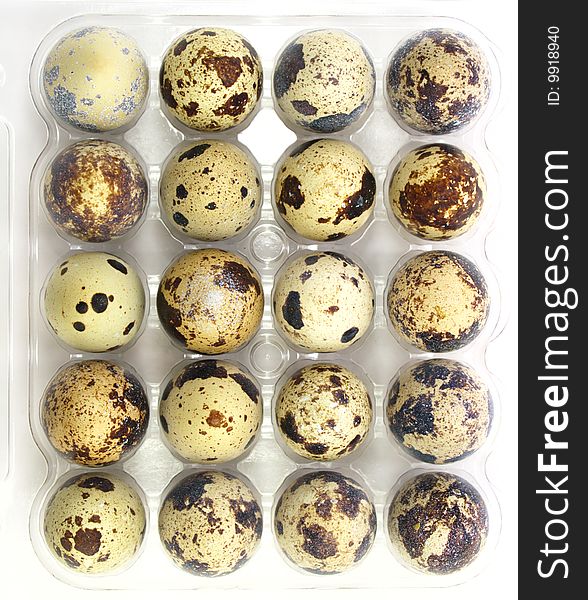 Original Quail Eggs on white