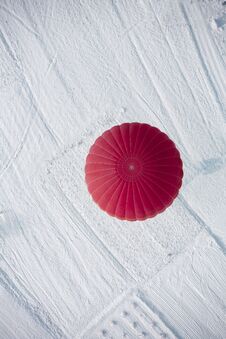 Hot Air Balloon From Top During Winter Stock Photography