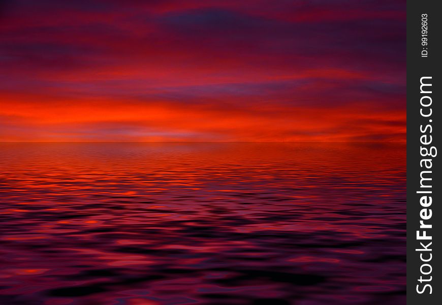 Red Sky At Morning, Afterglow, Horizon, Sky