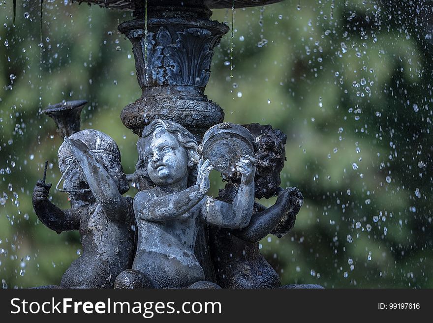 Water, Statue, Tree, Sculpture