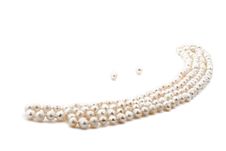 Pearl Necklace On White Background Royalty Free Stock Photos