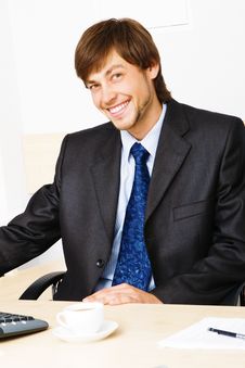 Businessman Working In His Office Stock Photo