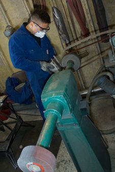 Polishing Metal In Workshop Royalty Free Stock Photos Polishing Metal In Workshop Royalty Free Stock Photos