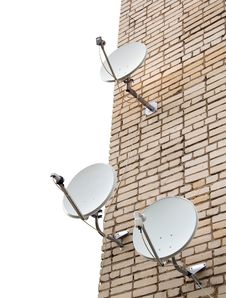 Three Satellite Antennas Royalty Free Stock Photos Three Satellite Antennas Royalty Free Stock Photos