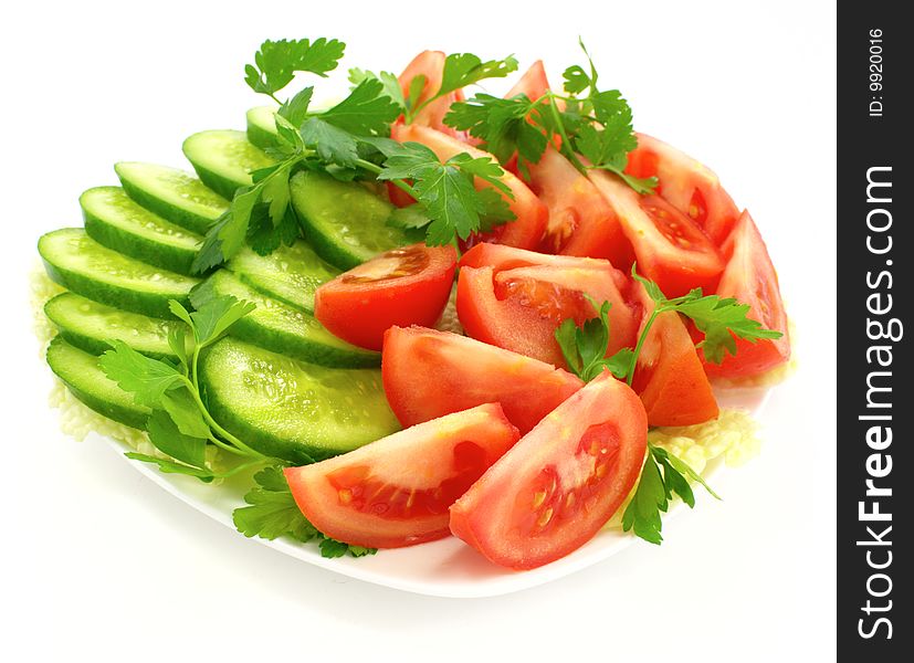 Fresh vegetables fruits on plate