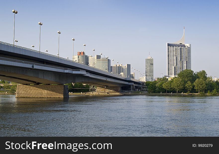 A highway bridge over the Danube river