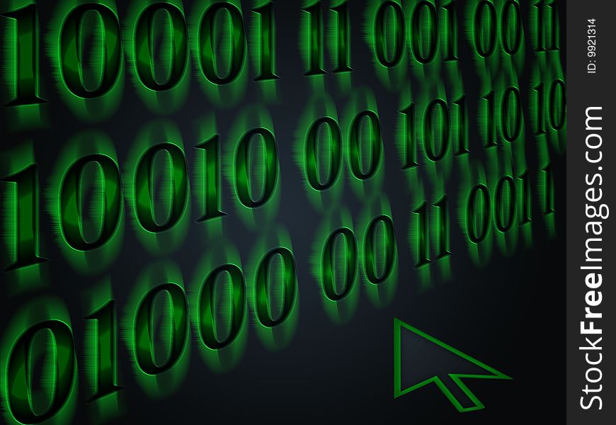 Green and black binary code background