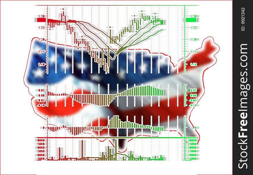 Illustration of the usa stock market exchange chart