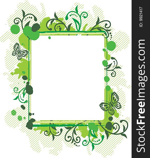 Grunge floral frame