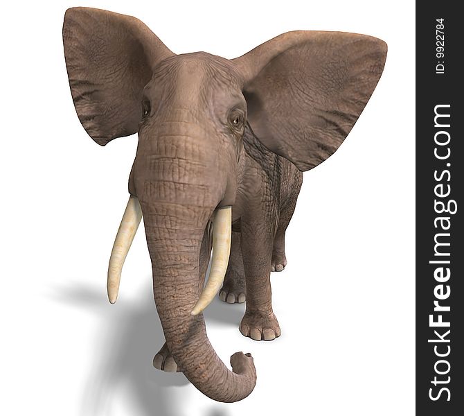 Giant elephant. 3D render with clipping path and shadow over white. Giant elephant. 3D render with clipping path and shadow over white