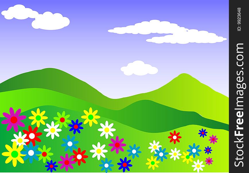 Spring meadow with colorful flowers. Spring meadow with colorful flowers