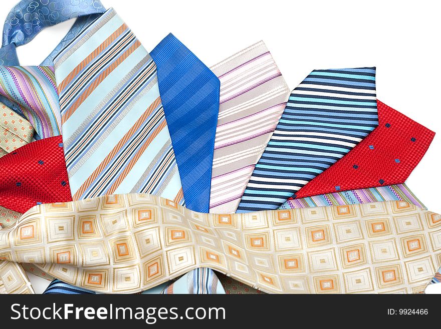 Colour, striped male ties insulated over white background. Colour, striped male ties insulated over white background