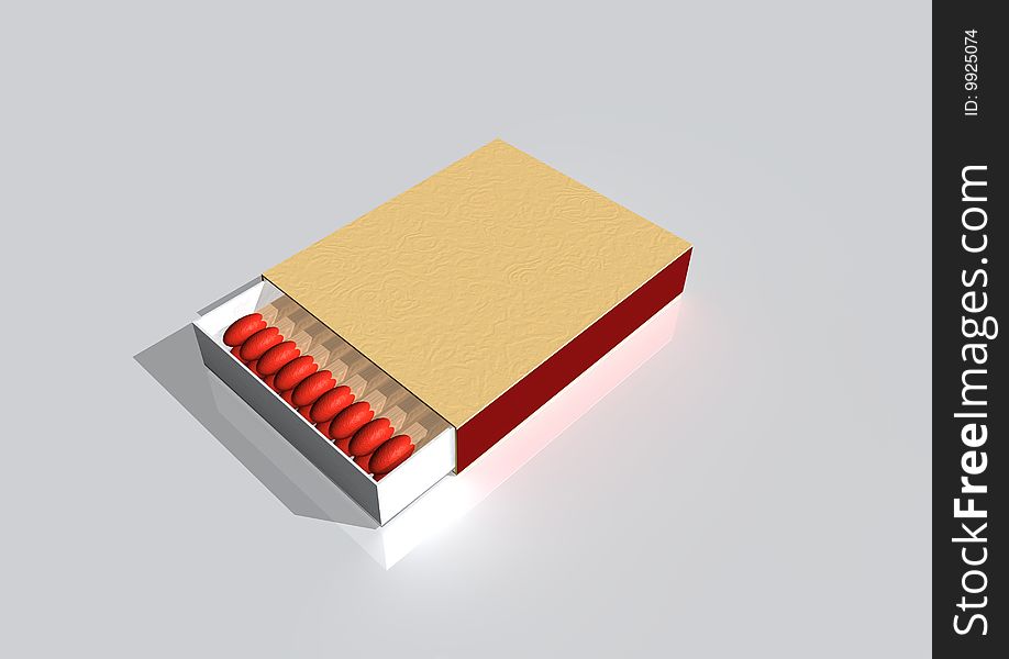 3d image-a opened matchstick. 3d image-a opened matchstick.
