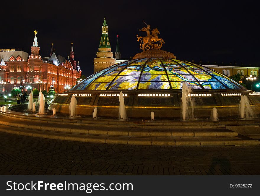 Terrestrial globe-fountain-stylized clock. Moscow. Russia. Terrestrial globe-fountain-stylized clock. Moscow. Russia