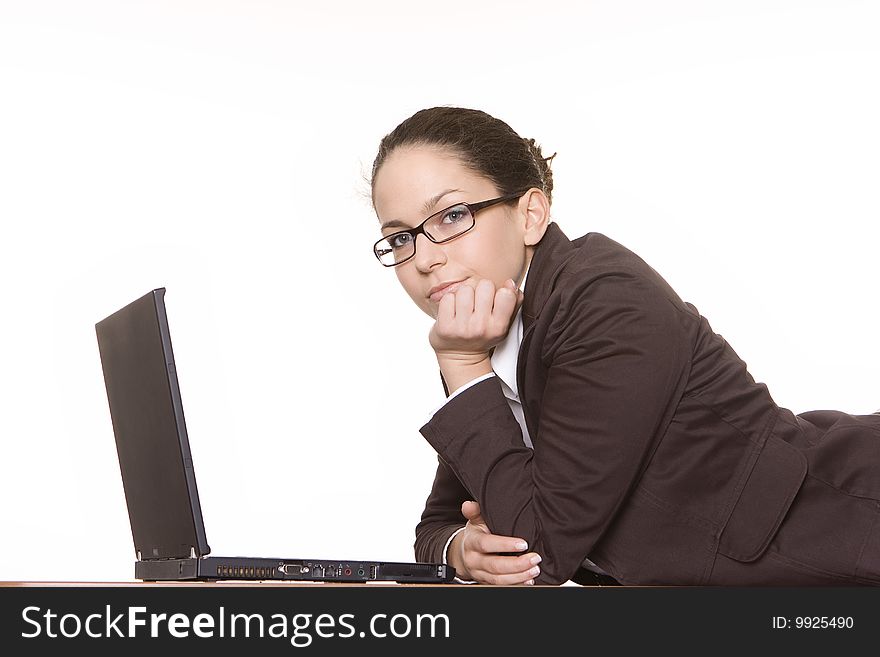 Young businesswoman using her laptop