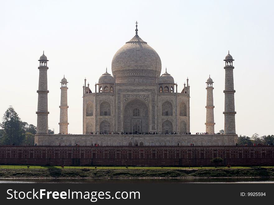 The Taj Mahal at midday seen from the backside where it looks a lot darker. The Taj Mahal at midday seen from the backside where it looks a lot darker