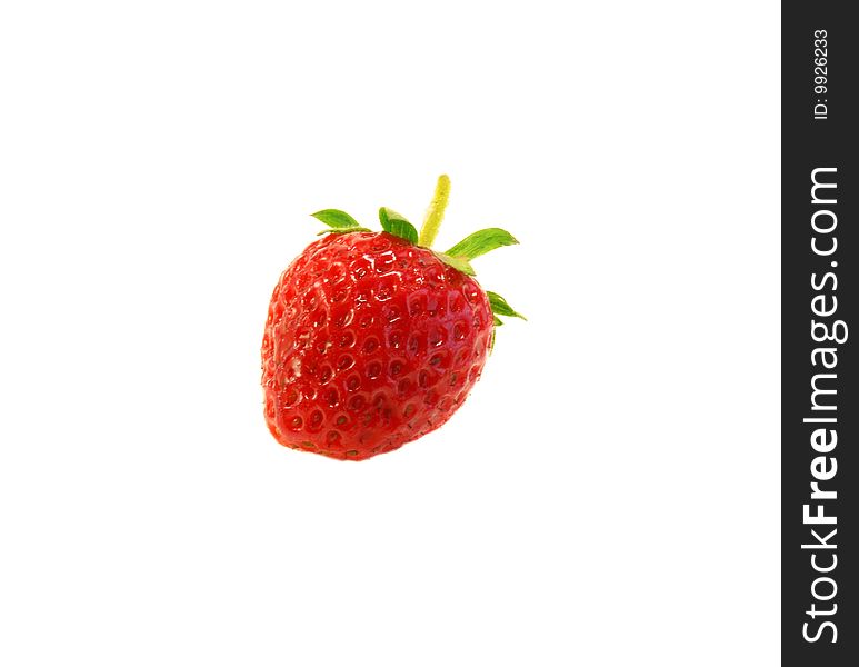 One strawberry on a white background, it is isolated.