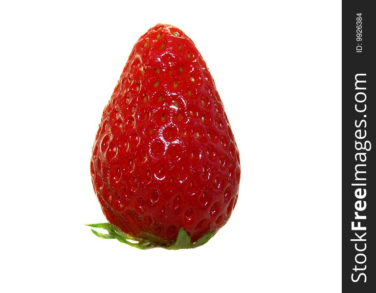 Ripe, red strawberry on a white background, it is isolated. Ripe, red strawberry on a white background, it is isolated.