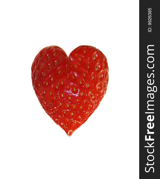 Strawberry heart on a white background, it is isolated
