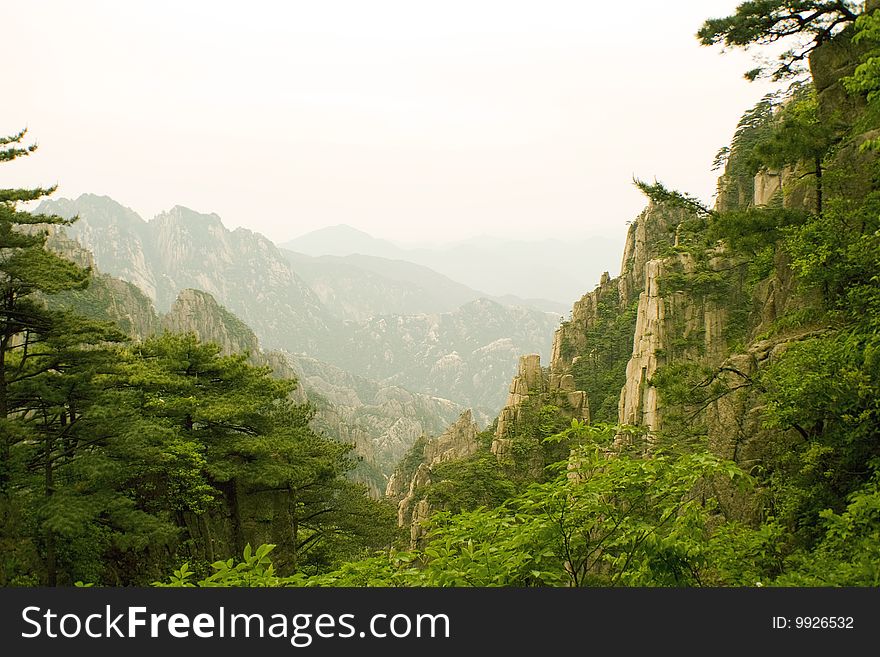 The worldwide famous peaks of Huangshan in China. The worldwide famous peaks of Huangshan in China