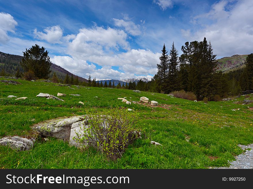 Beautiful mountain landscape with clouds