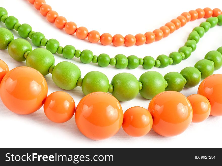 Orange and green colored necklace. Orange and green colored necklace