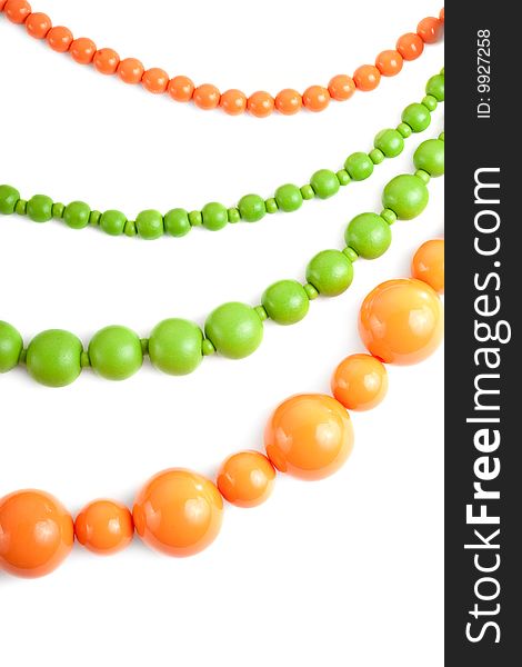 Orange and green colored necklace. Orange and green colored necklace