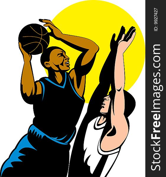 Vector illustration of basketball player about to dunk the ball to the hoop. Vector illustration of basketball player about to dunk the ball to the hoop