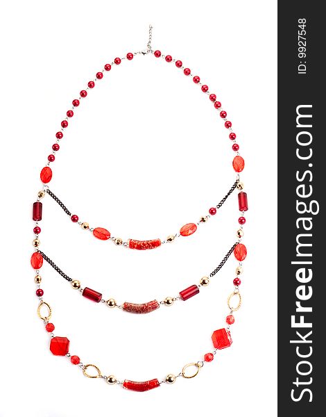 Red gem necklace on white