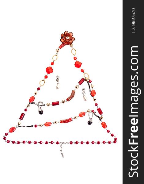 Red necklace look like a new year tree