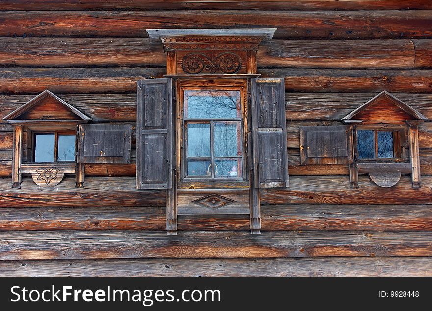 Old russian wooden wondows. Kostroma. Old russian wooden wondows. Kostroma.