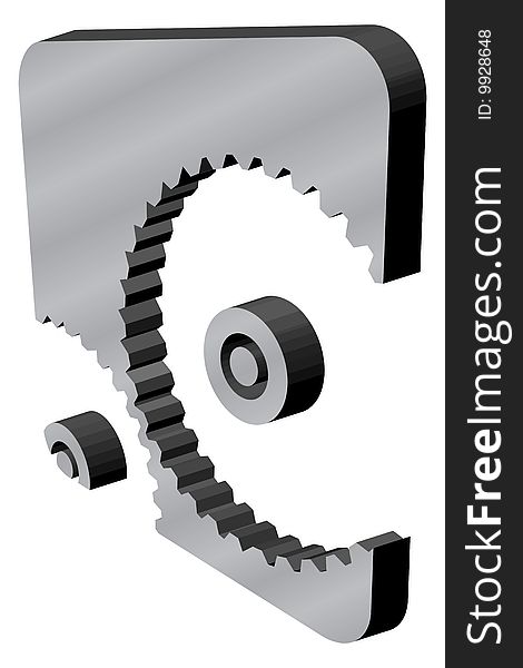 Two perspective cogs in a 3d logo