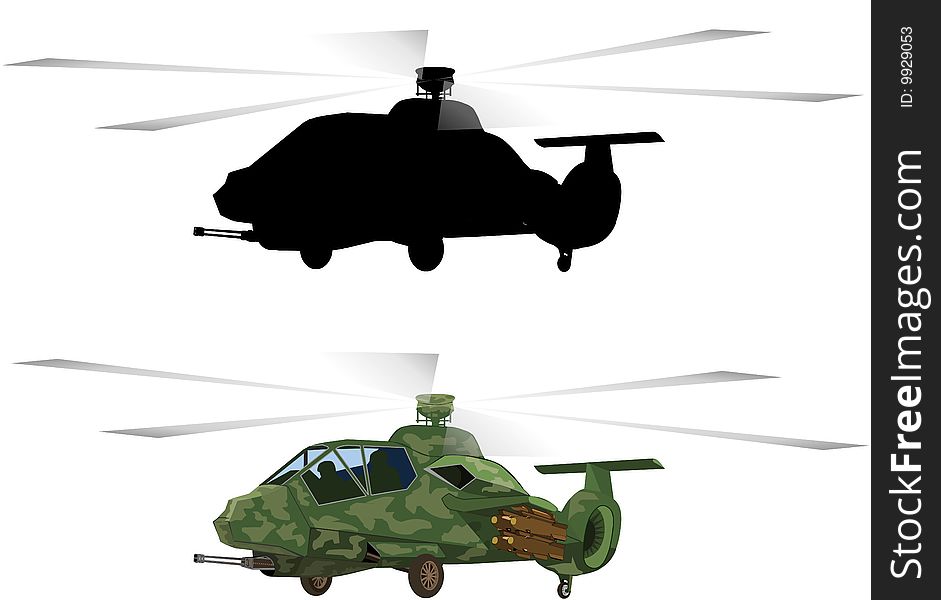 Armed helicopters-material,camouflage and silhouette.