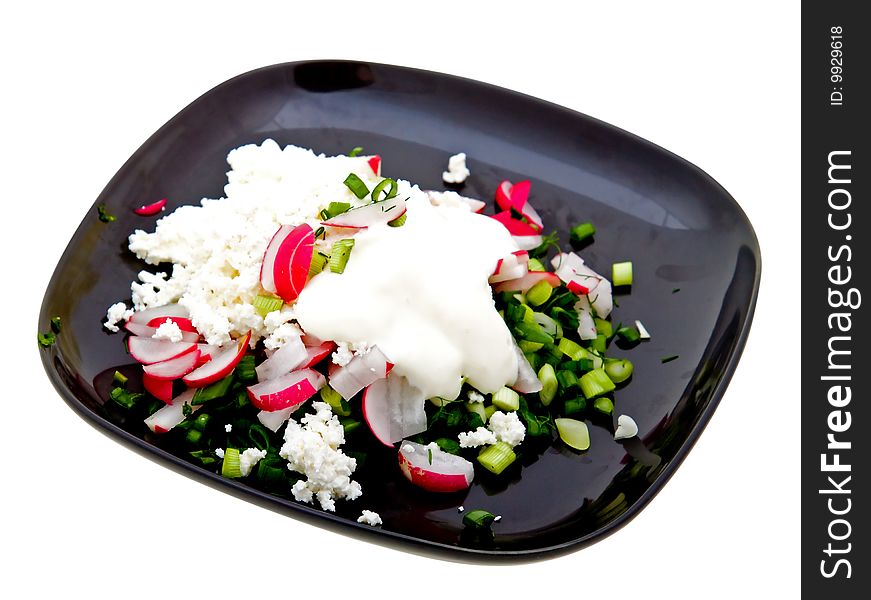 Plate Of Fresh Salad Isolated On White Background