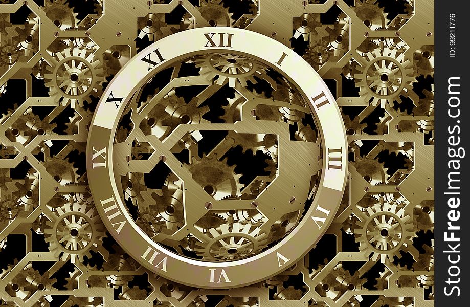 Clock, Metal, Wheel, Font