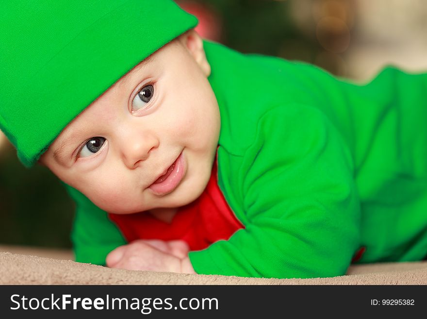 Child, Green, Face, Red