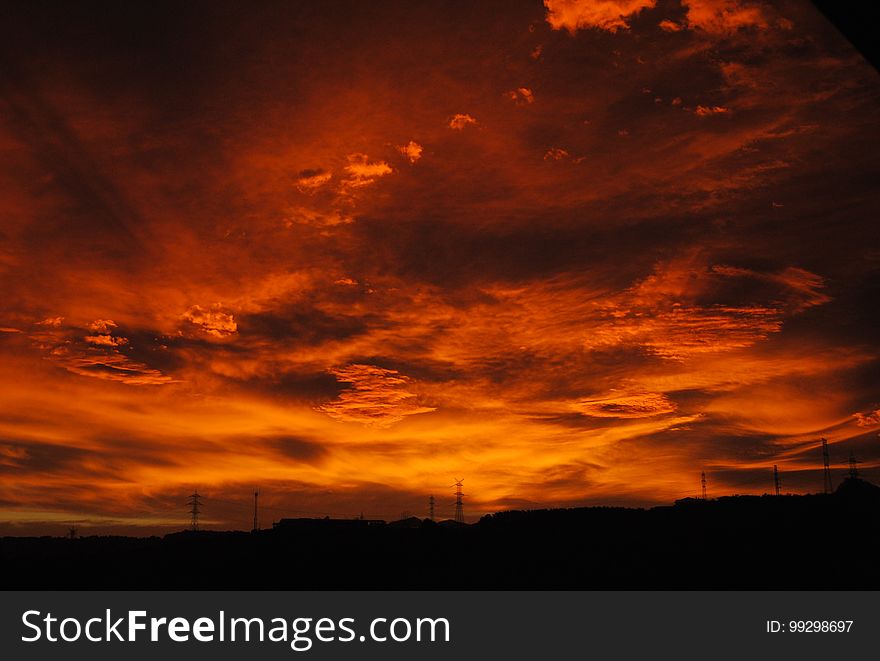 Sky, Red Sky At Morning, Afterglow, Dawn