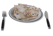 Fifty Euro Banknotes On A Plate Stock Photos Fifty Euro Banknotes On A Plate Stock Photos