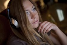 Girl Listening To The Music Stock Photos