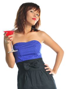 Young Asian Woman Holding A Glass Of Cocktail Stock Image Young Asian Woman Holding A Glass Of Cocktail Stock Image