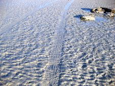 Tyre Tracks On The Beach Stock Photography Tyre Tracks On The Beach Stock Photography