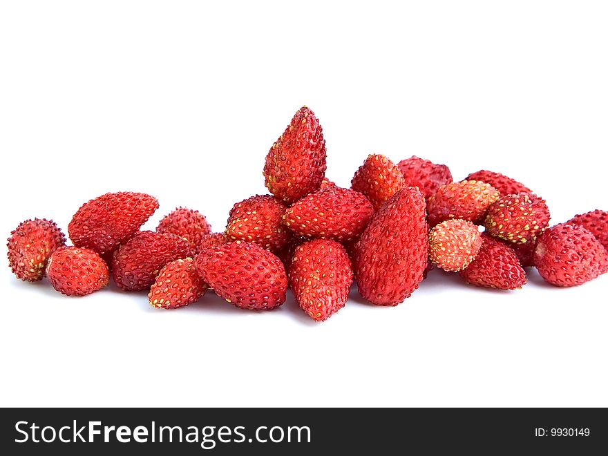 Wild strawberry on a white background. Wild strawberry on a white background