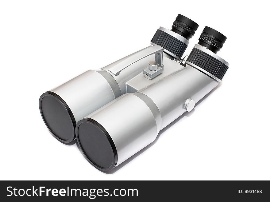 Mighty grey astronomic binocular isolated on white